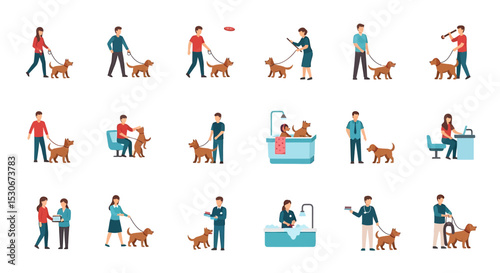 Various People Interacting with Dogs in Different Everyday Activities.