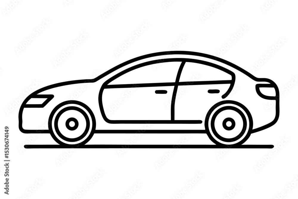 Naklejka premium Continuous line car icon drawing isolated on transparent background