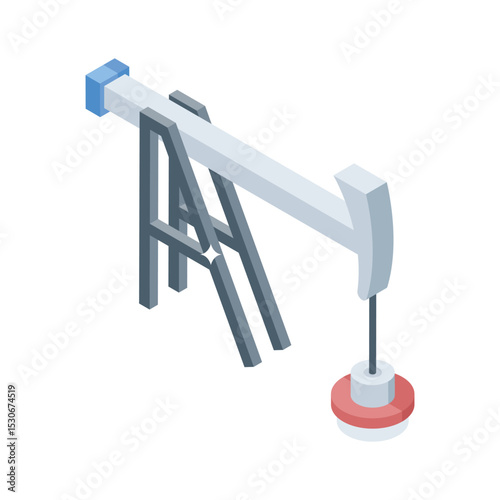 Well designed isometric icon of oil pump on field