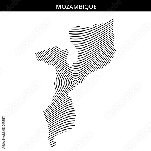 Map outline of Mozambique with line pattern design