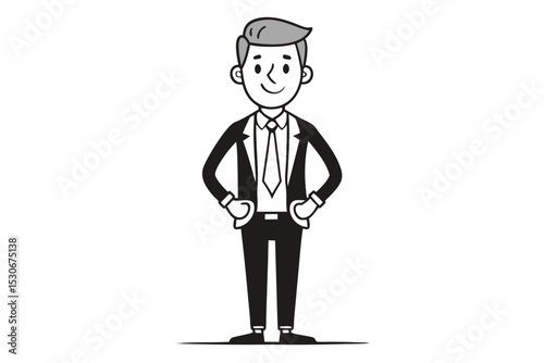 Cartoon businessman illustration isolated on transparent background