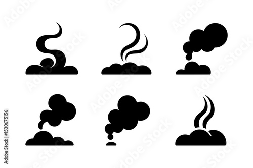 Various black smoke clouds and vapor trail designs