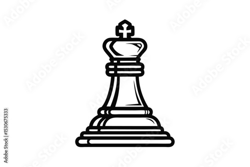 Chess piece line art illustration isolated on transparent background
