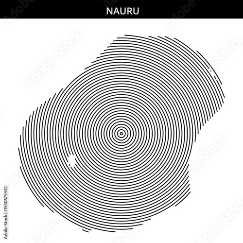 Map outline and artistic representation of Nauru's unique shape