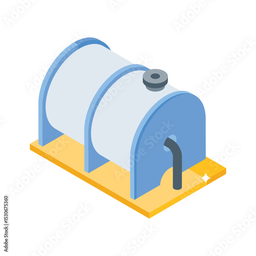 Trendy isometric icon of complex industrial reservoir