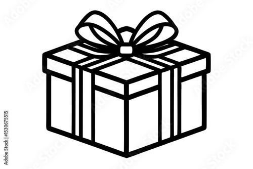 Christmas gift box line art illustration isolated on transparent background