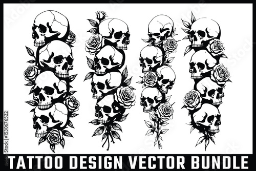 Tattoo Design Vector Bundle (Lion, Floral, Ornate)