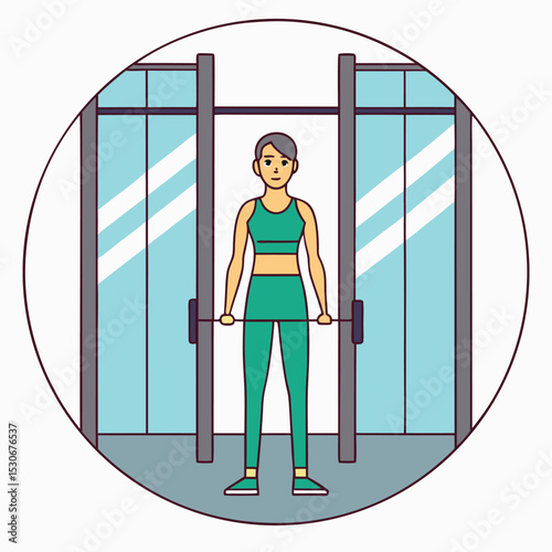 Woman performing a barbell deadlift exercise in a modern gym setting
