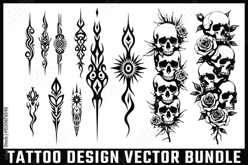 Tattoo Design Vector Bundle (Lion, Floral, Ornate)