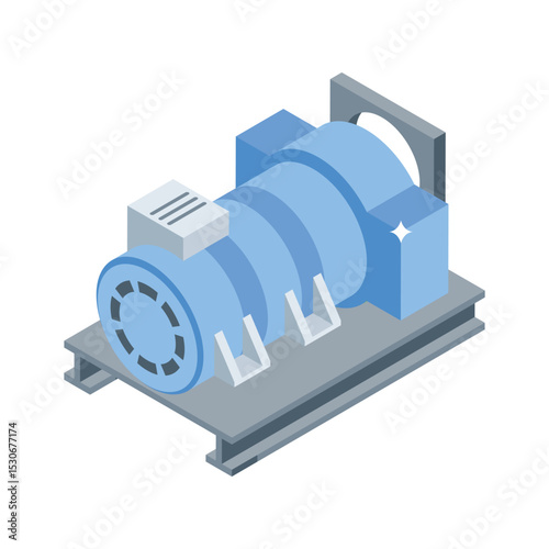 Easy to edit isometric icon showing water engine system