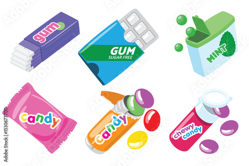 Colorful Candy and Gum Vector Set