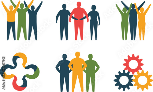 Teamwork collaboration partnership unity community cooperation success organization business people together editable stock vector illustration