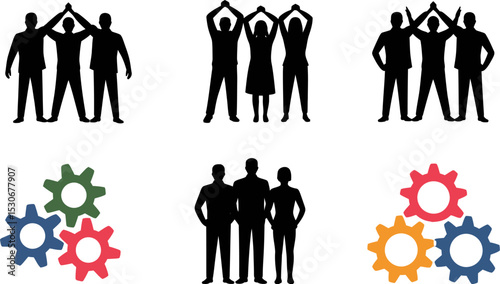 Teamwork collaboration partnership cooperation unity support gears success business together connection synergy editable stock vector illustration