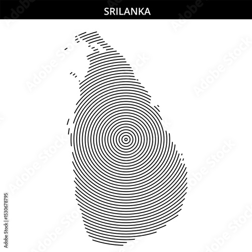 Unique fingerprint design representing Sri Lanka's map outline