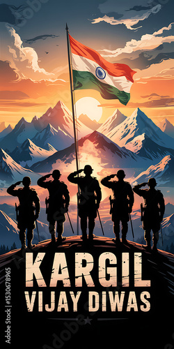 Kargil Vijay Diwas: Brave Soldier Hoisting Indian Flag on Peak