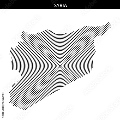 Artistic representation of the map of Syria through concentric lines