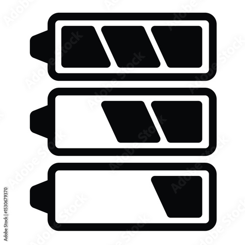 Battery charging solid icon, electrical service concept. Vector graphics. Full and low battery charge sign on white background, style mobile or design.