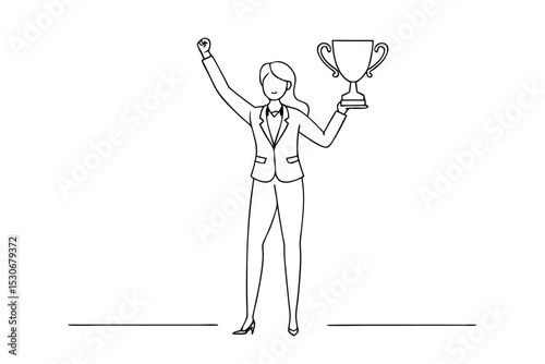 Wallpaper Mural Continuous line drawing businesswoman illustration isolated on transparent background Torontodigital.ca