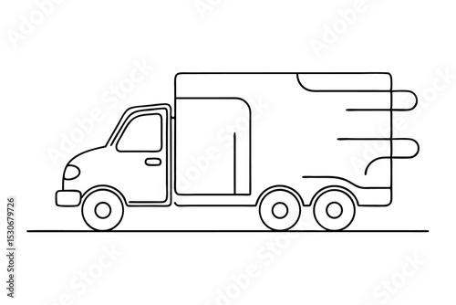 Continuous line drawing delivery truck illustration isolated on transparent background