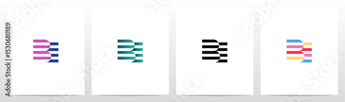 Horizontal Stripes Lines Alternating Initial Letter Logo Design B