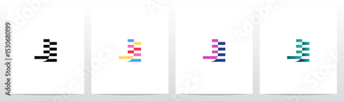 Horizontal Stripes Lines Alternating Initial Letter Logo Design J