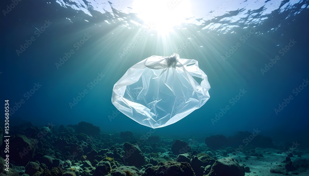 Fototapeta premium Plastic bag under the sea.