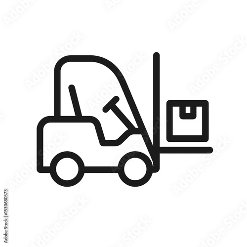Forklift lifting a package in industrial warehouse environment  