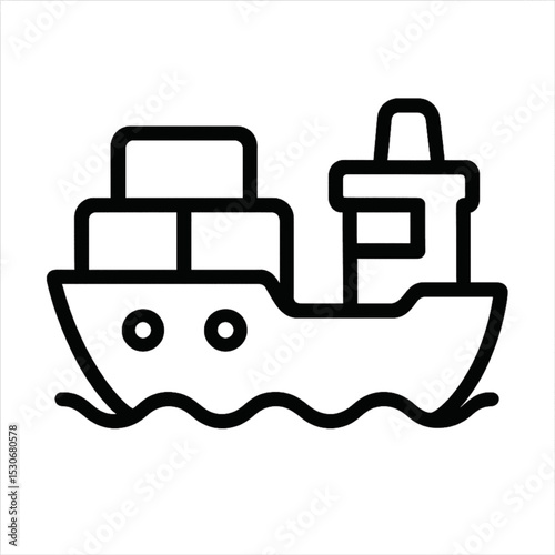 Icon outline of a cargo ship with containers floating on water 