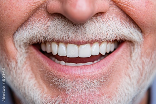 Close-up of a smiling person's mouth and teeth.