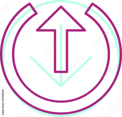 External Up Rounded Arrow  In Outline  Icon