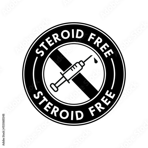 Steroid Free Icon Vector Stamp Black