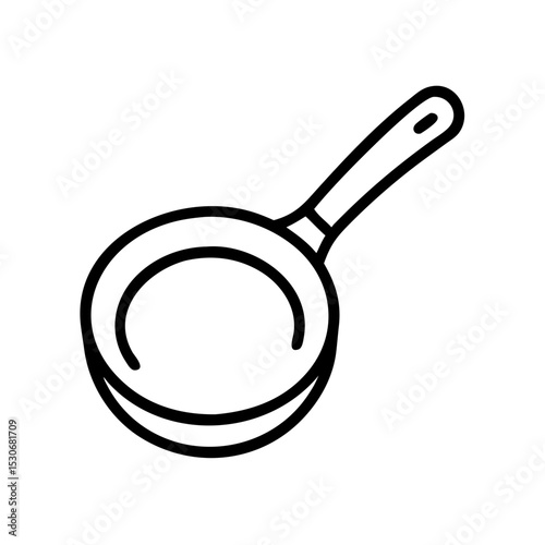Frying pan illustration for cooking apps and websites. Simple skillet design perfect for culinary blogs and recipe books. Clean skillet graphic suitable for kitchenware store advertising.