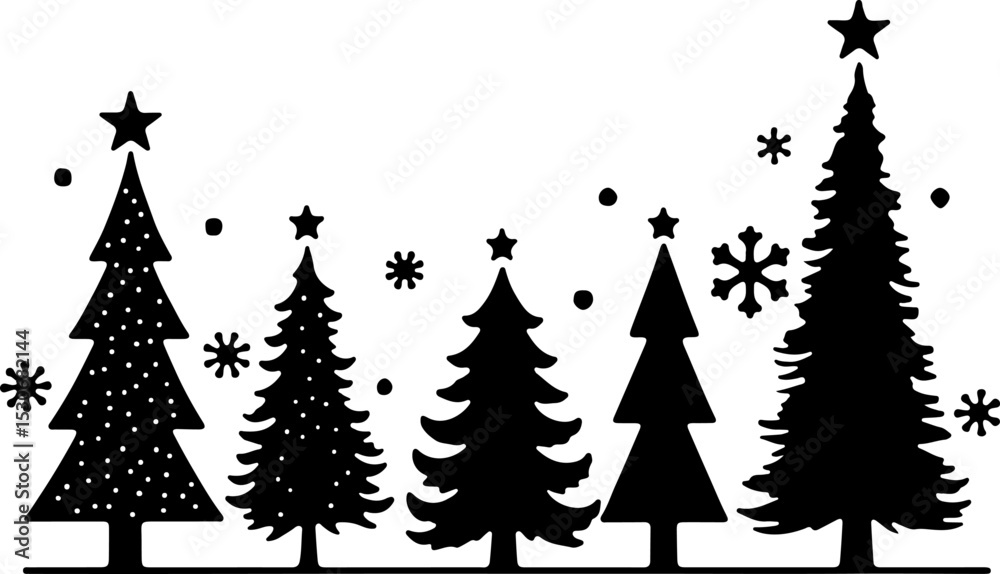 Fototapeta premium Extensive Christmas Tree Silhouette Bundle 