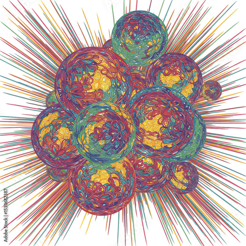 Vibrant Abstract Art: Colorful Explosion of Organic Shapes