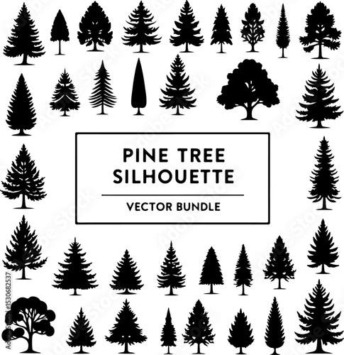 Assorted Tree Silhouette Set vector bundle