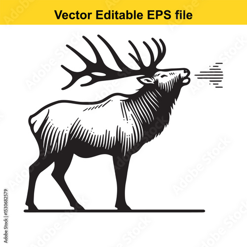 A Majestic Elk Bugle: A Vintage-Style Illustration
