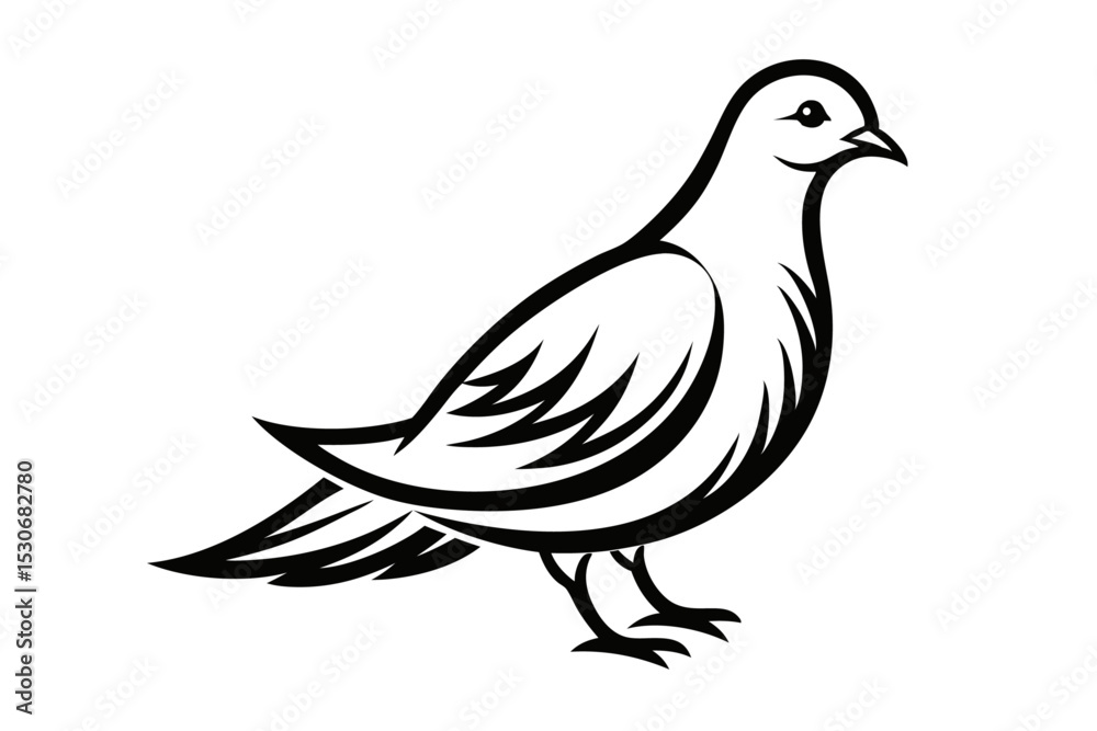 Fototapeta premium Elegant line art dove illustration isolated on transparent background