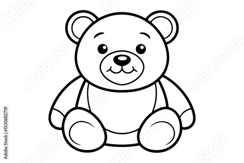 Adorable single line drawing of a teddy bear isolated on transparent background