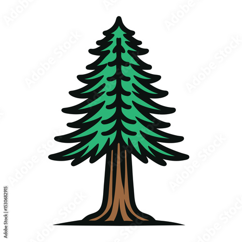 Redwood Tree Outline Vector Icon Illustration
