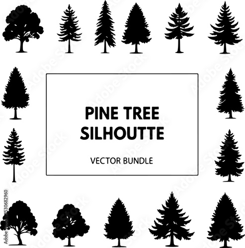 Assorted Tree Silhouette Set vector bundle