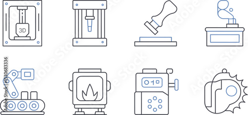 Industrial automation icons set vector illustration manufacturing robotics engineering design elements editable stock vector illustration