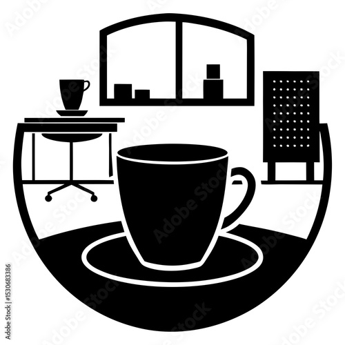 Silhouette of a coffee cup (office life)