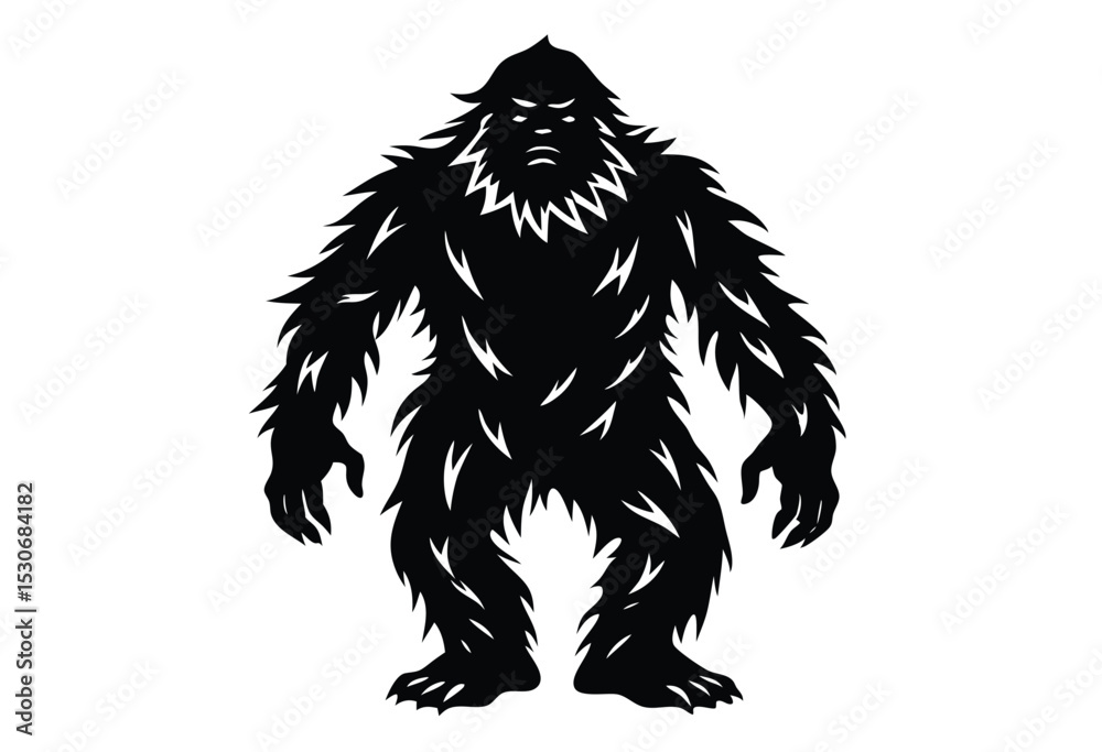 Fototapeta premium Bigfoot Silhouette Vector Illustration for T-Shirt, Logo, Sticker, Poster, and Print Designs