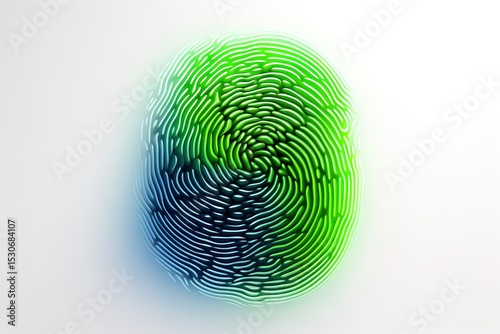 Abstract green and blue gradient fingerprint digital technology security identity verification concept
