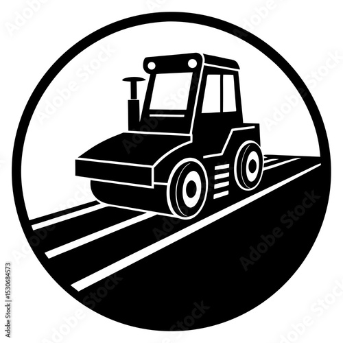 Silhouette of a road paver