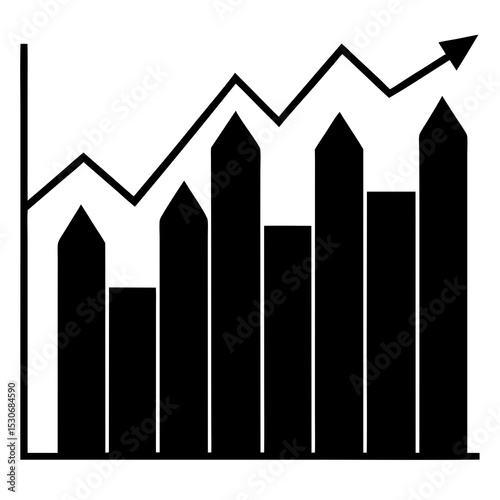 Silhouette of a rising stock chart