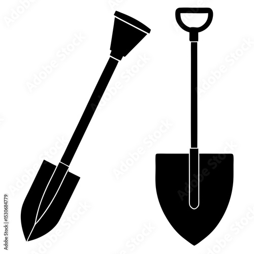 Silhouette of a shovel and pickaxe
