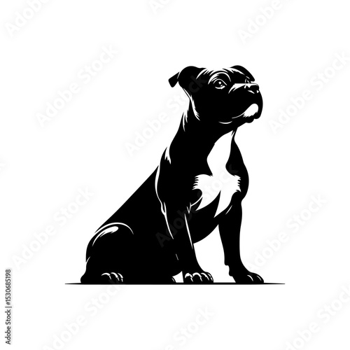 Regal pitbull dog vector emblem showcasing noble profile with alert expression and subtle muscular definition