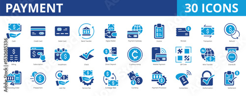 Payment icon pack dual tone collection set for business and finance