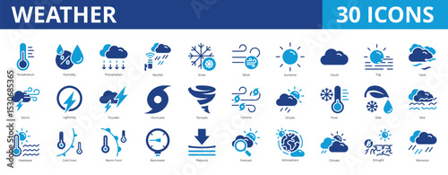 Weather icon pack dual tone collection set for weather forecasting 